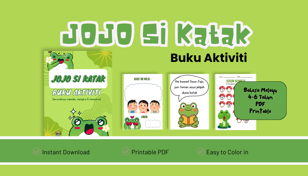 🐸 Buku Aktiviti Jojo Si Katak – Sambil Main Boleh Belajar
