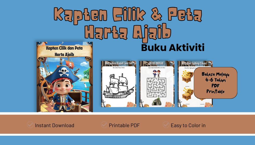 🏴‍☠️ Buku Aktiviti Kapten Cilik & Peta Harta Ajaib